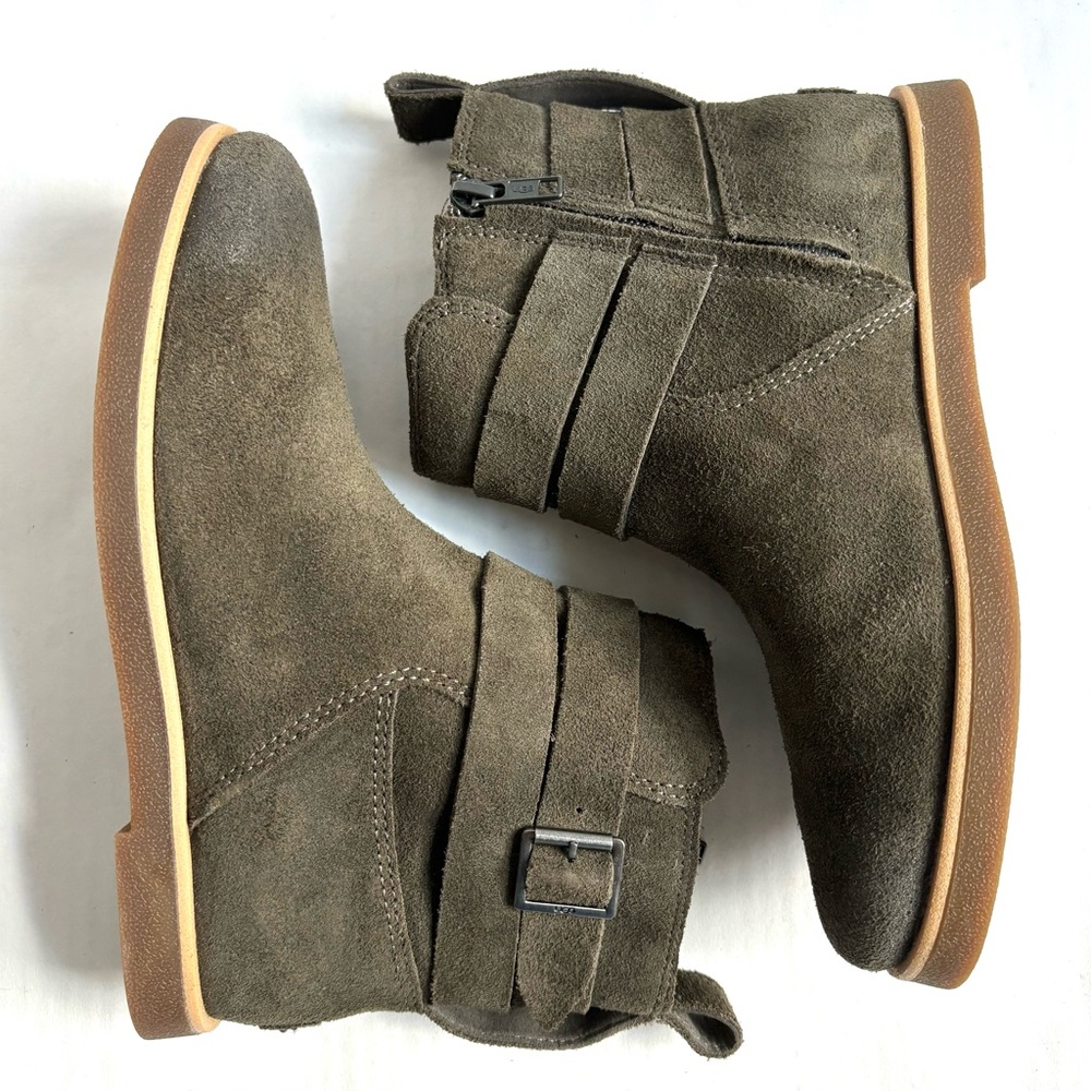 UGG Josefene Suede Strap Metal Buckle Ankle Boots Slate Dark Green Size 6